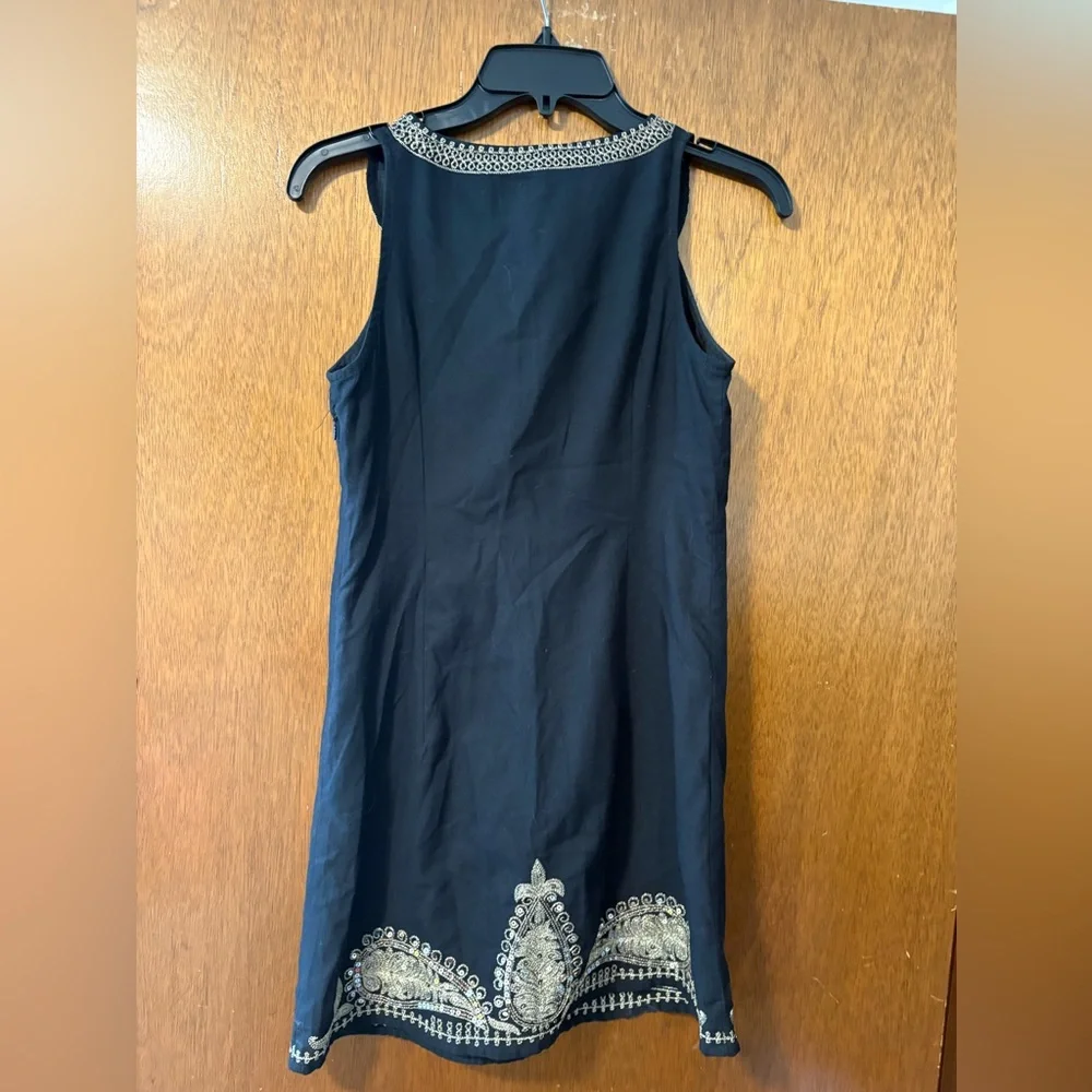 Free People Black Embroidered Sequin Tunic Dress Boho Lined Size 0 XS - Picture 8 of 8